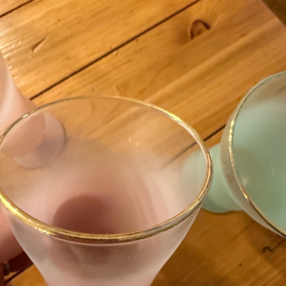 Blendo 4 Frosted Pastel Ombré Glassware Set Parfait Cocktail Glasses MCM Vintage - Picture 11 of 16
